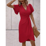 Sofie | Flutter-Sleeve Wrap Cocktail Midi Dress