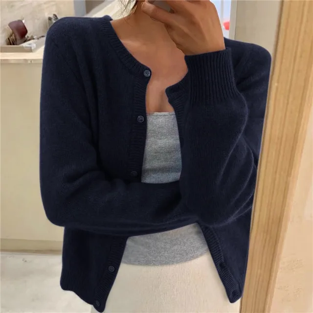 Evie | Cropped Button-Front Soft-Knit Cardigan