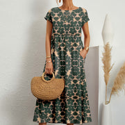 Freya | Women's Floral Maxi Dress Short Sleeve and Pockets