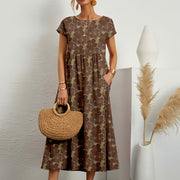 Freya | Women's Floral Maxi Dress Short Sleeve and Pockets