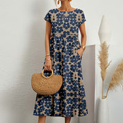 Freya | Women's Floral Maxi Dress Short Sleeve and Pockets