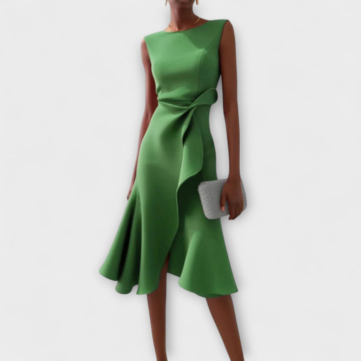 Ariane | Asymmetric Ruffle Midi Dress