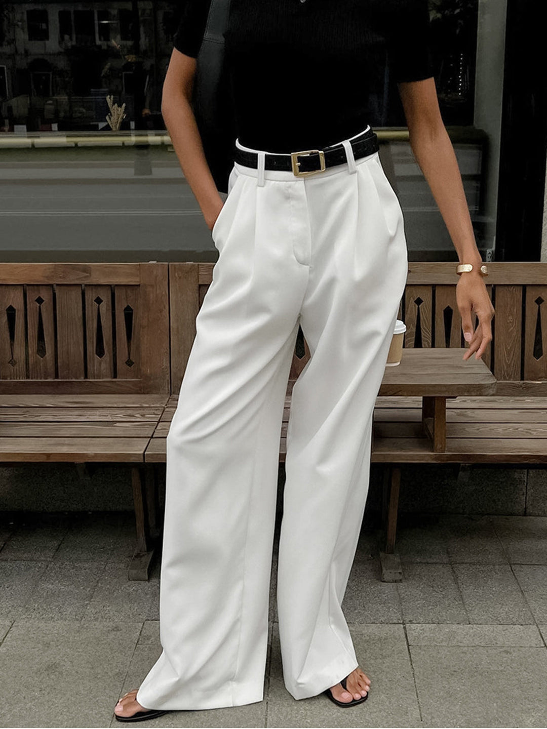 Luna | Belted High-Waist Wide-Leg Trousers