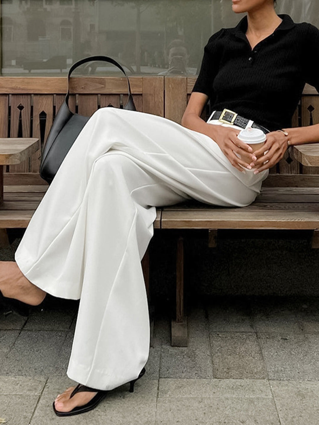 Luna | Belted High-Waist Wide-Leg Trousers