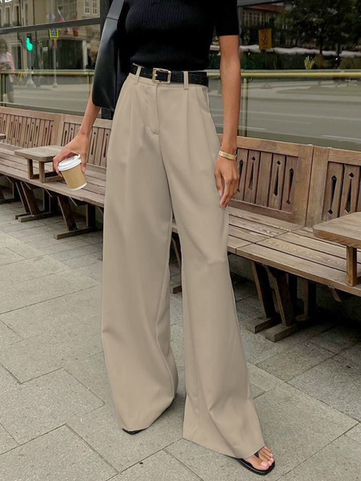 Luna | Belted High-Waist Wide-Leg Trousers