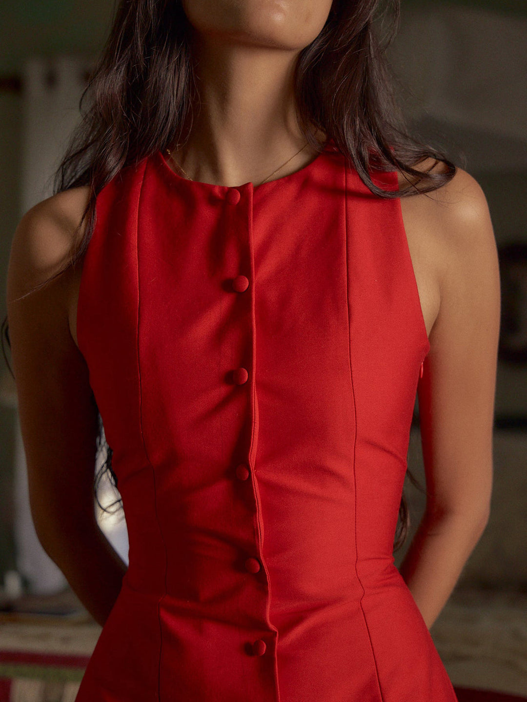 Rosie | Linen Button-Front Mini Dress