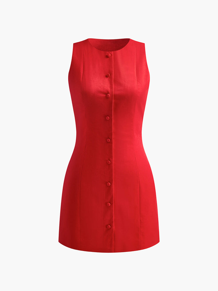 Rosie | Linen Button-Front Mini Dress
