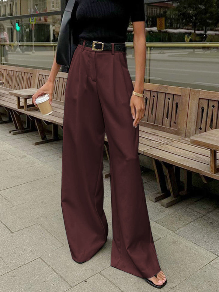 Luna | Belted High-Waist Wide-Leg Trousers