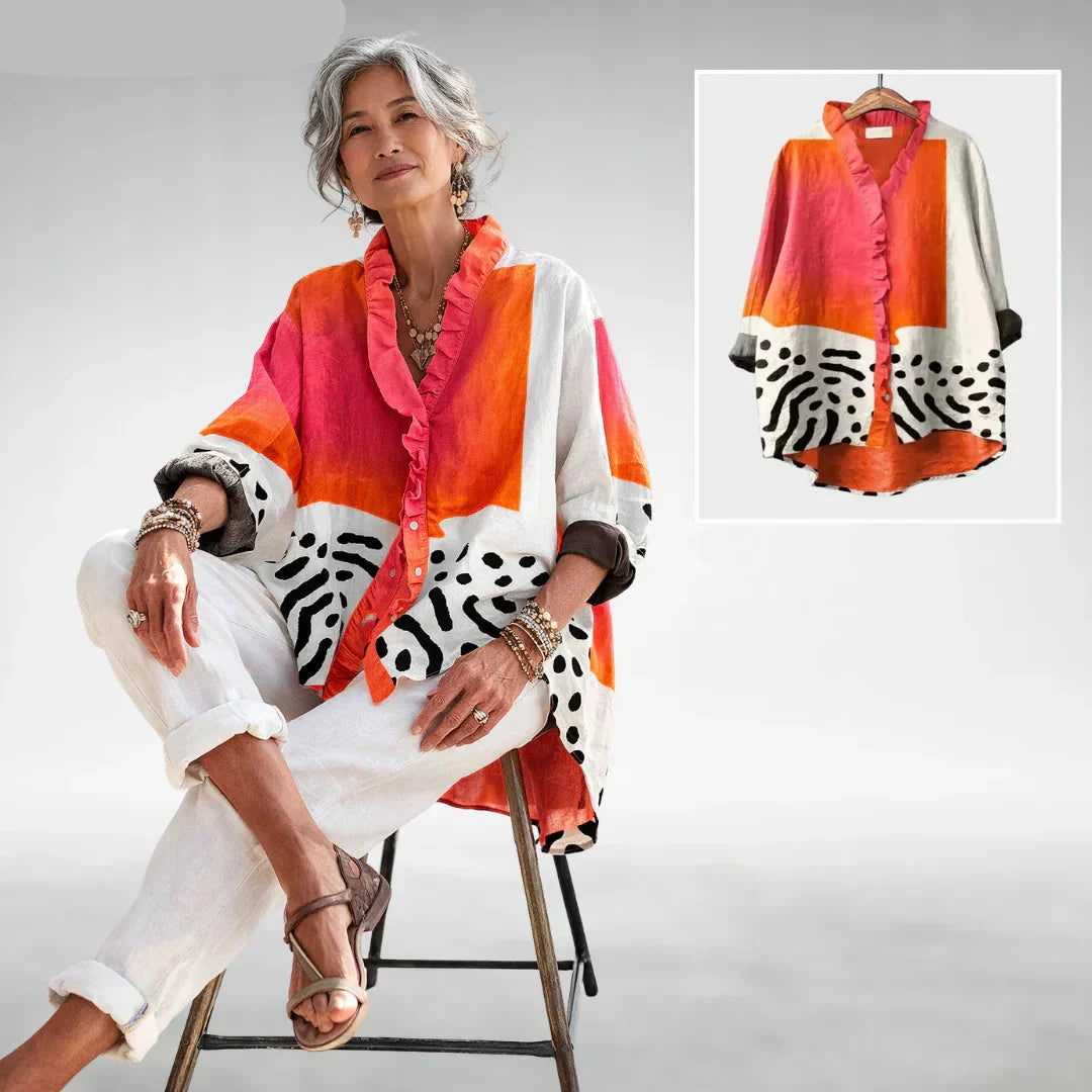 Fiona | Print Ruffle Blouse