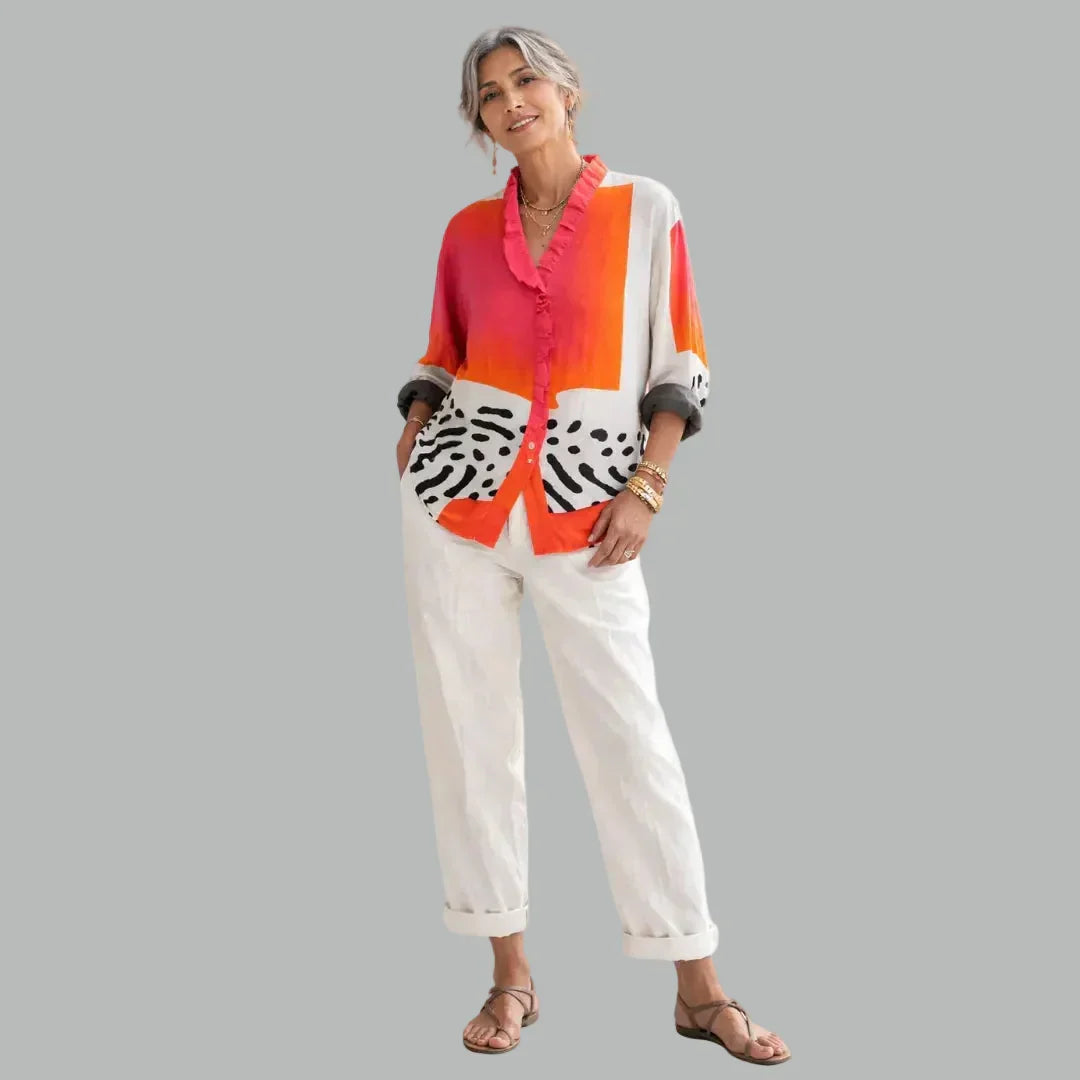 Fiona | Print Ruffle Blouse