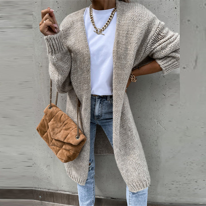 Ines | Oversized Open-Front Chunky-Knit Longline Cardigan