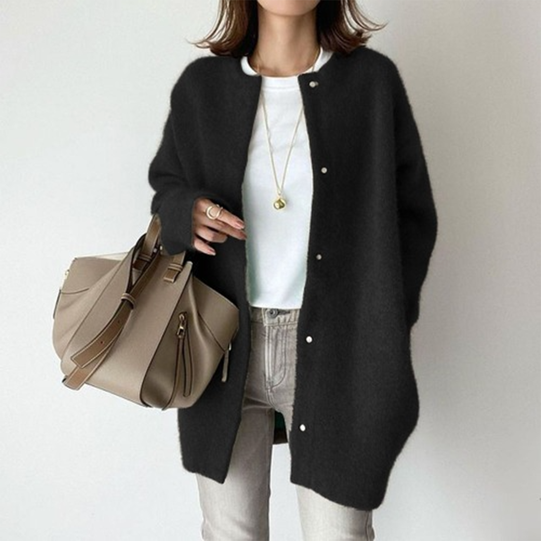 Thea | Oversized Button-Front Mohair-Feel Longline Cardigan
