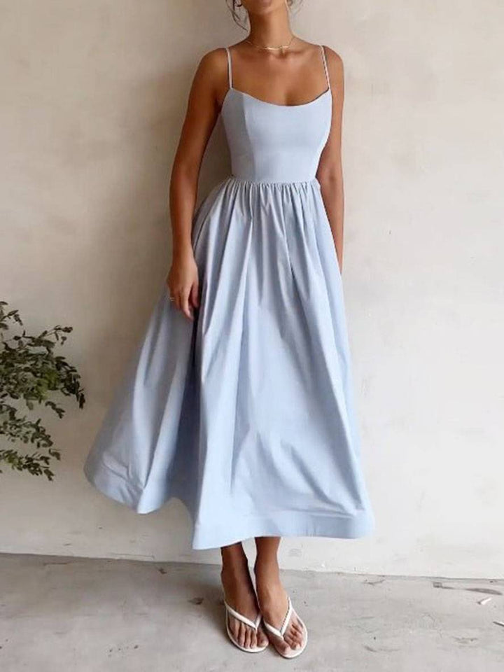 Alba | Structured Spaghetti-Strap Midi Dress