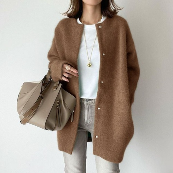 Thea | Oversized Button-Front Mohair-Feel Longline Cardigan