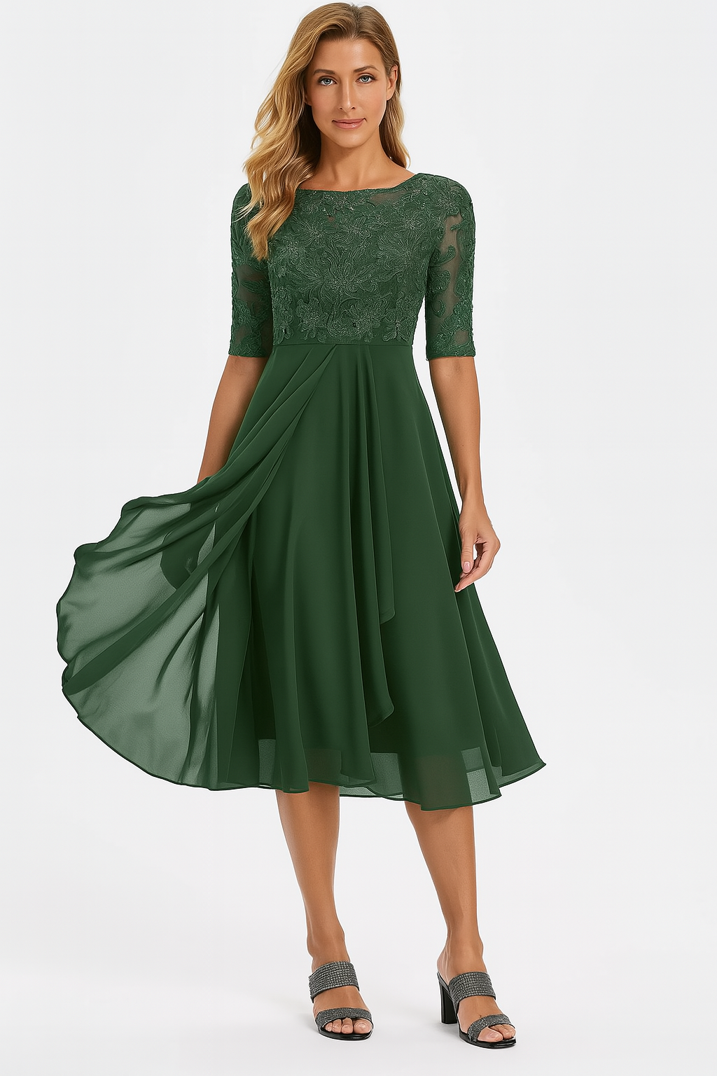 Isadora | Women's Lace A-Line Midi Dress