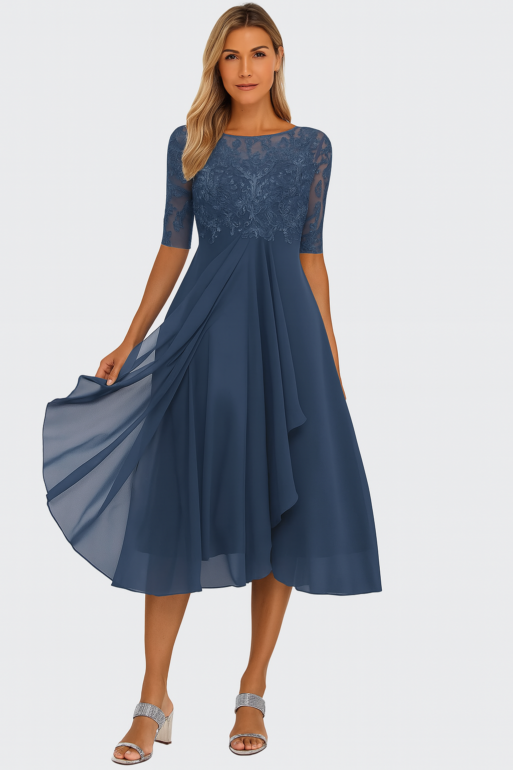Isadora | Women's Lace A-Line Midi Dress