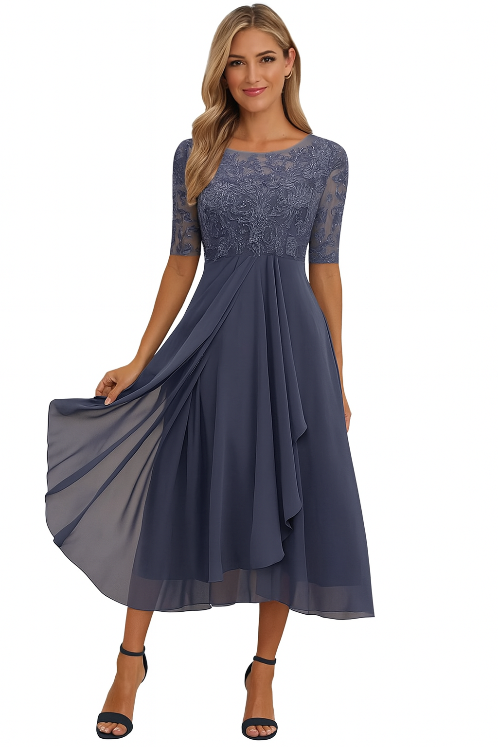 Isadora | Women's Lace A-Line Midi Dress