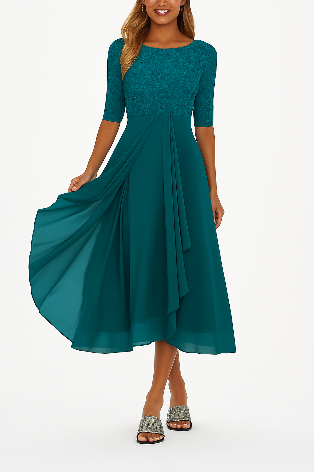Isadora | Women's Lace A-Line Midi Dress