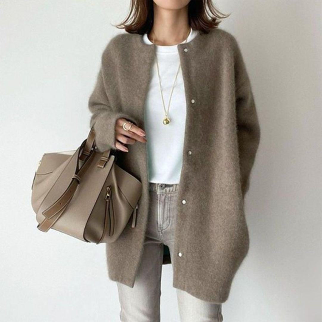 Thea | Oversized Button-Front Mohair-Feel Longline Cardigan