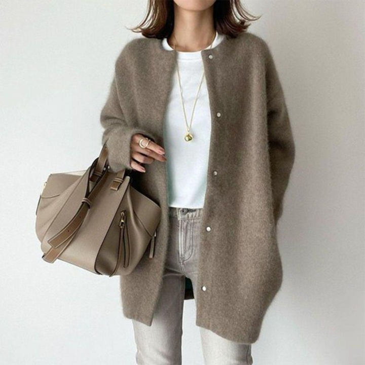 Thea | Oversized Button-Front Mohair-Feel Longline Cardigan