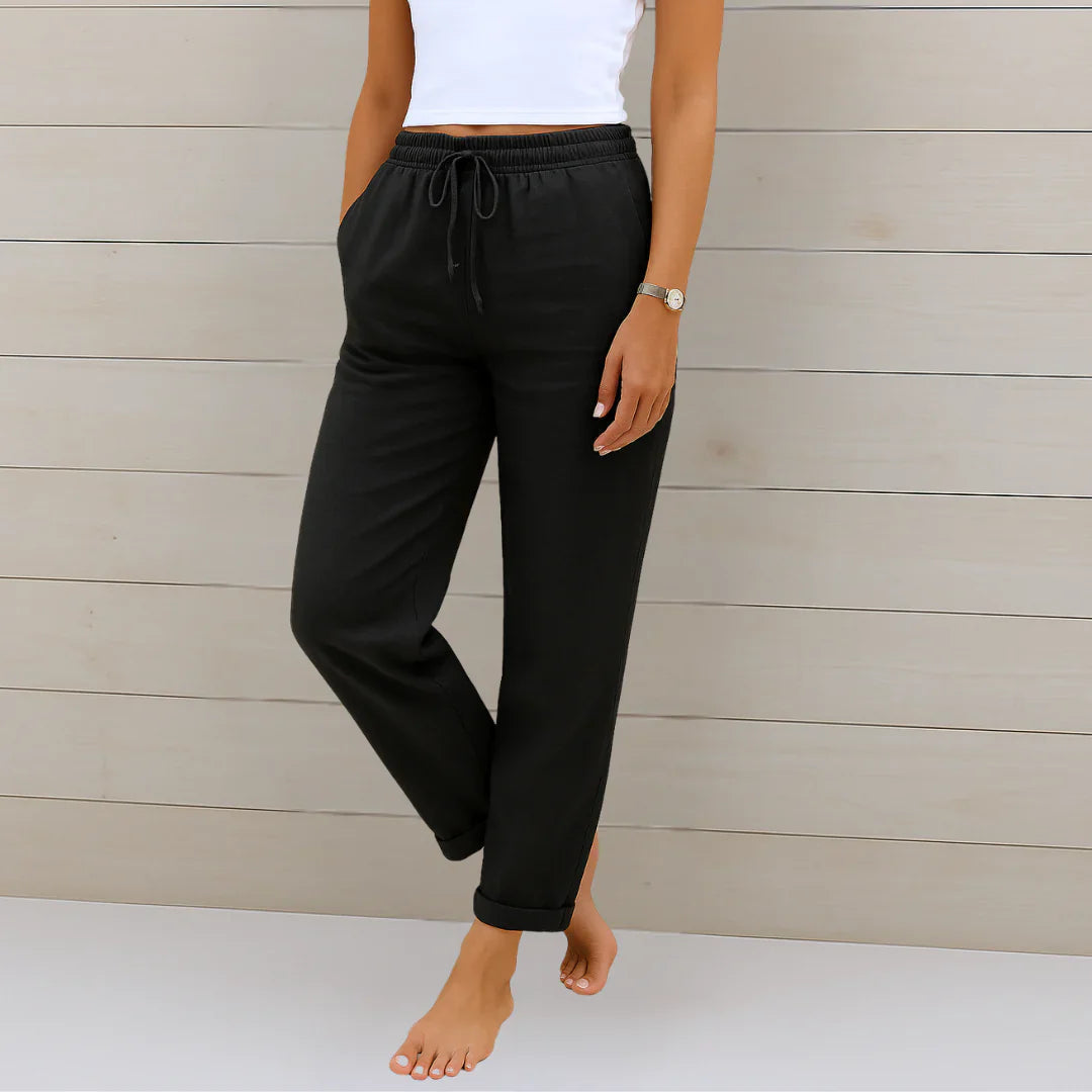 Eva | Relaxed Drawstring Linen Pants