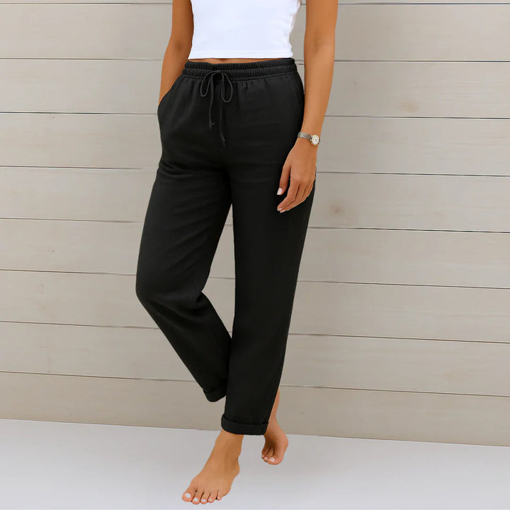 Eva | Relaxed Drawstring Linen Trousers