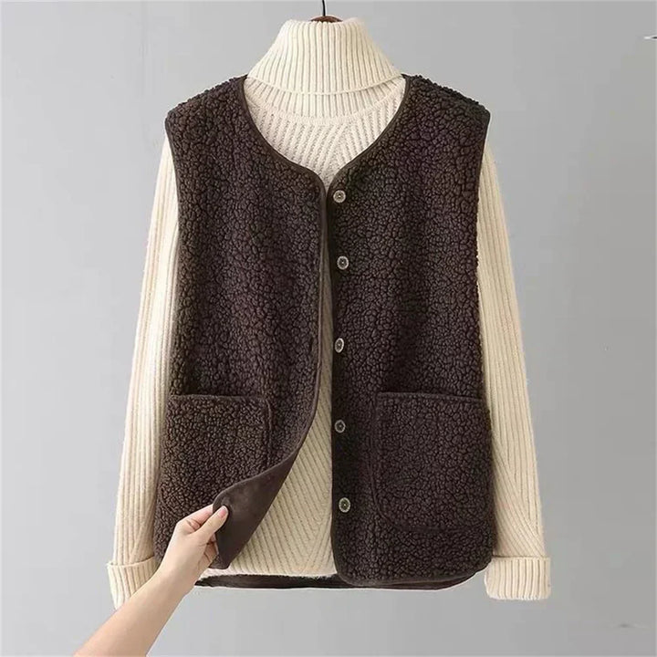 Eva | Fluffy Shearling Button Vest