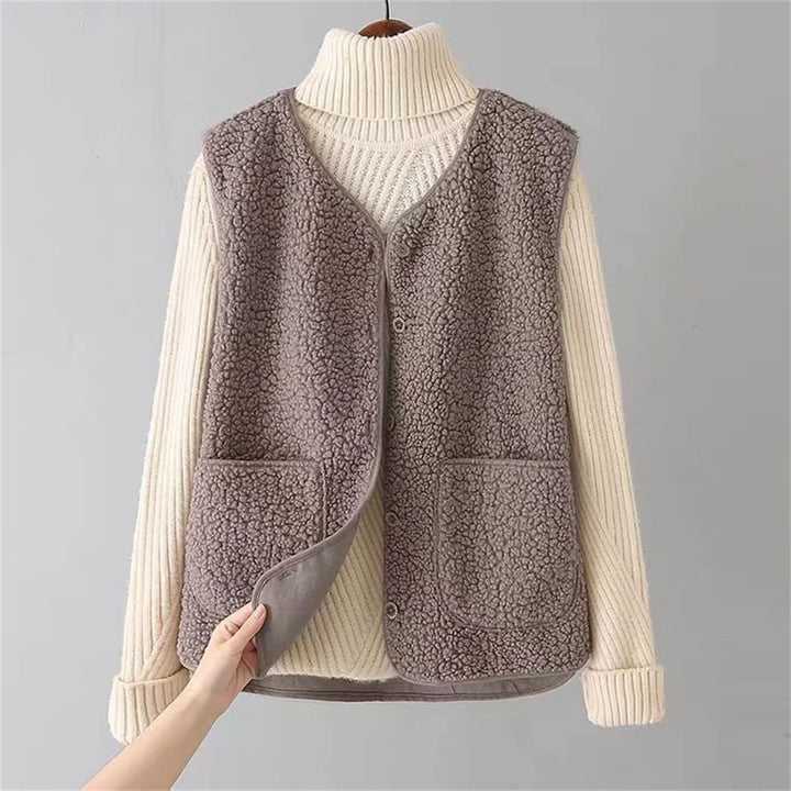 Eva | Fluffy Shearling Button Vest