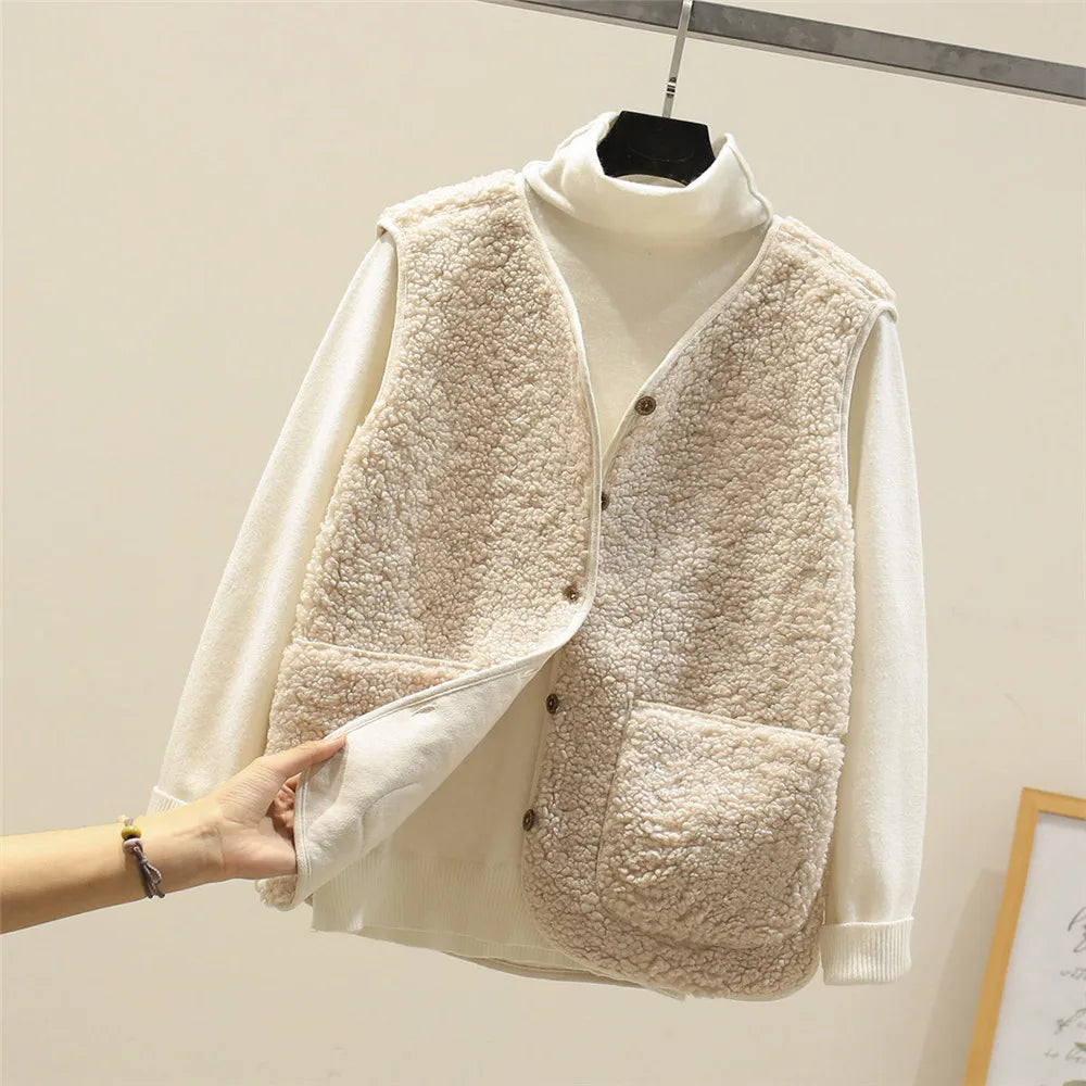 Eva | Fluffy Shearling Button Vest