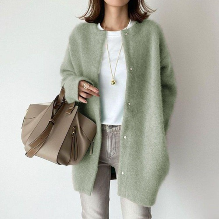 Thea | Oversized Button-Front Mohair-Feel Longline Cardigan