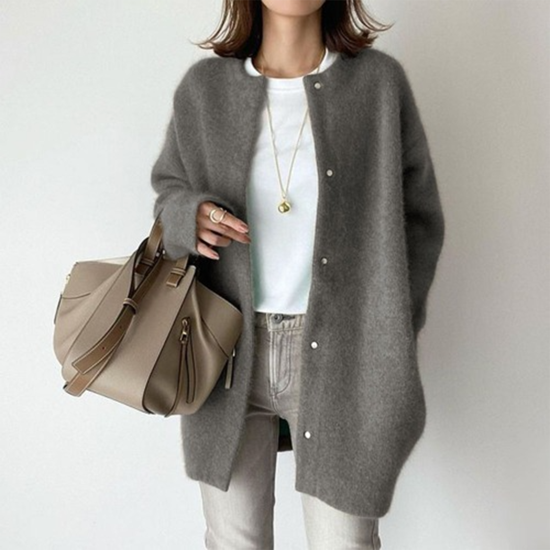 Thea | Oversized Button-Front Mohair-Feel Longline Cardigan