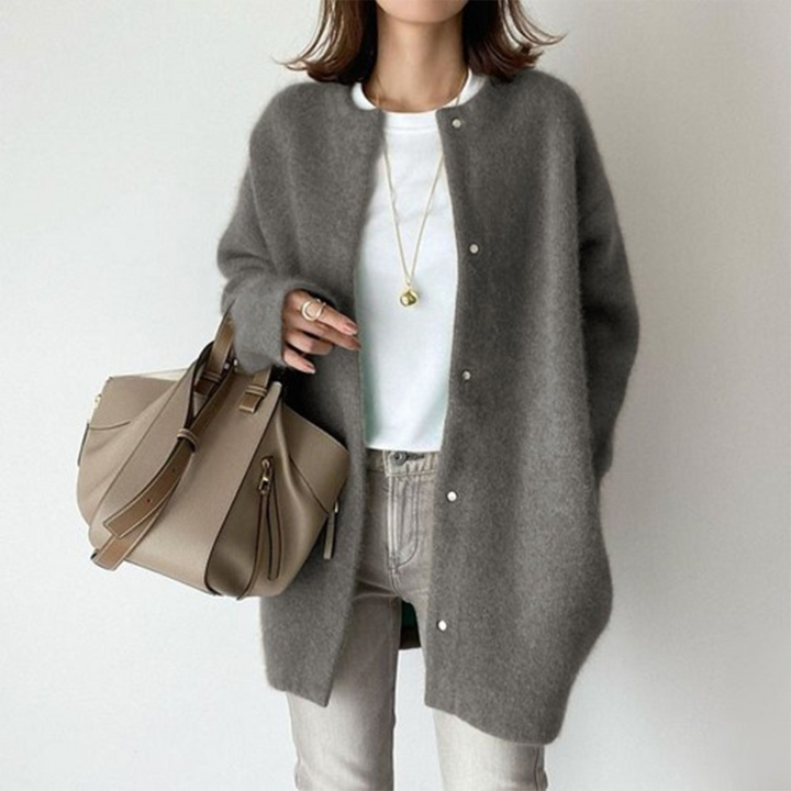 Thea | Oversized Button-Front Mohair-Feel Longline Cardigan