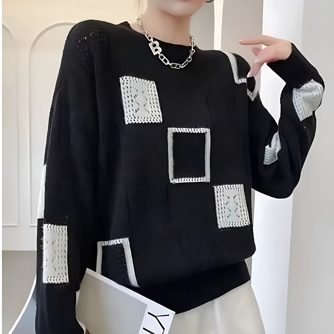 Nina | Colour-Block Patchwork Relaxed Knit Sweater
