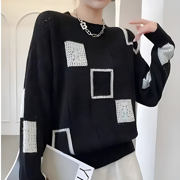 Nina | Colour-Block Patchwork Relaxed Knit Sweater
