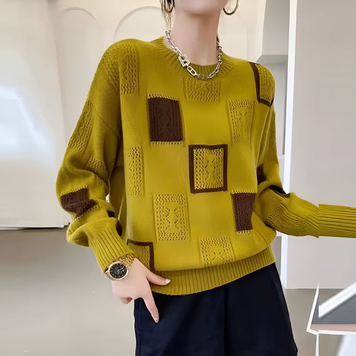 Nina | Colour-Block Patchwork Relaxed Knit Sweater