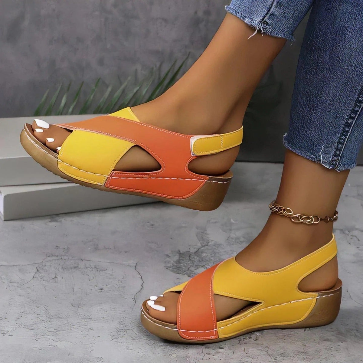Lina | Women's Velcro Wedge Sandals