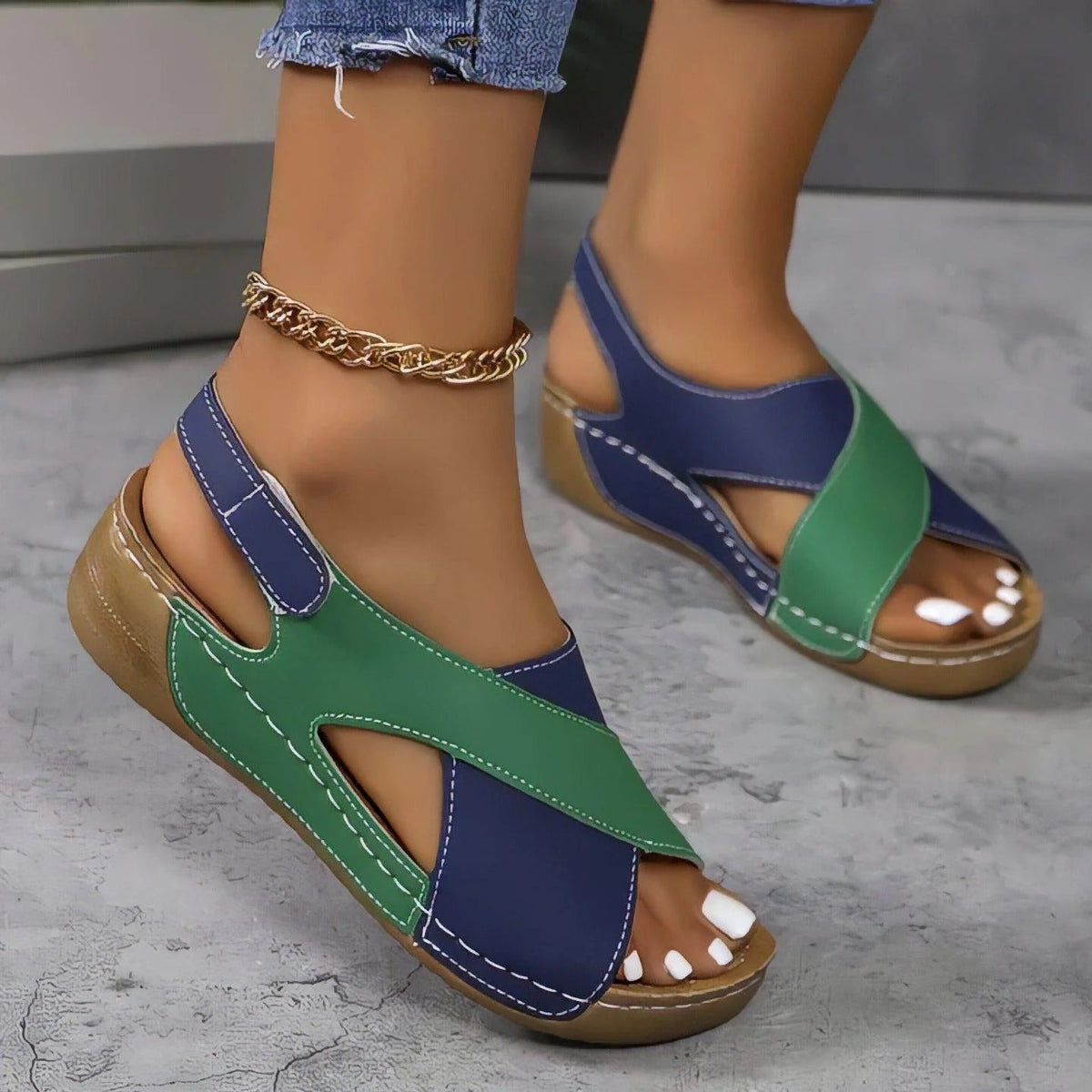 Lina | Women's Velcro Wedge Sandals