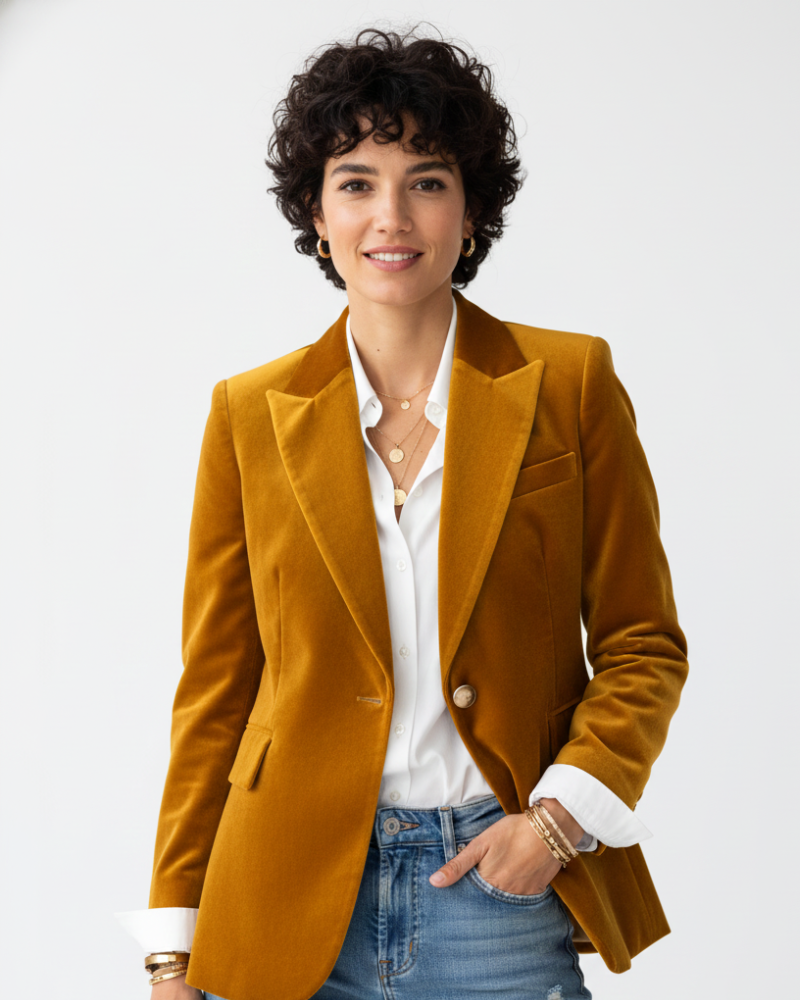 Victoria | Fitted Velvet Blazer
