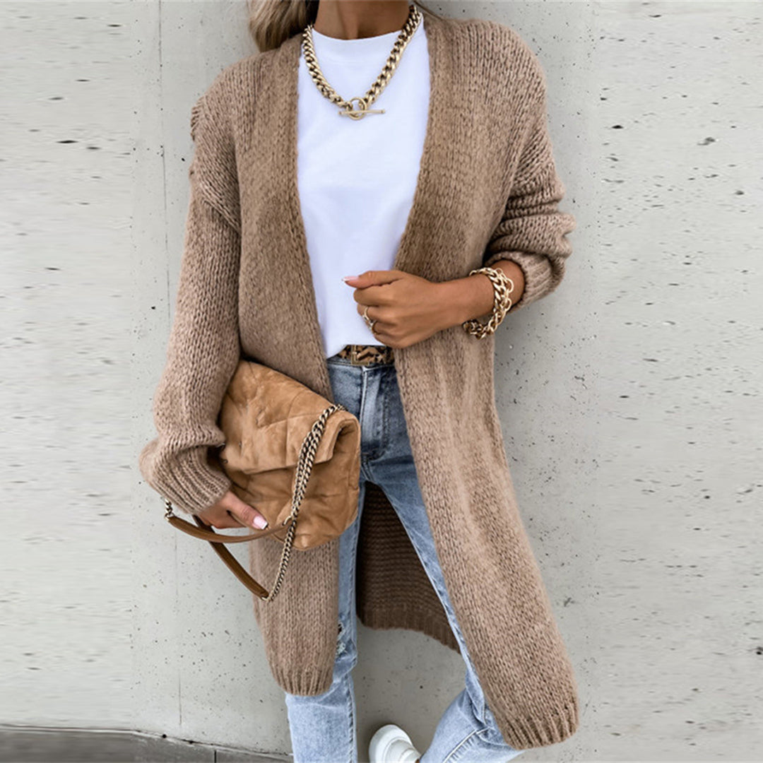Ines | Oversized Open-Front Chunky-Knit Longline Cardigan