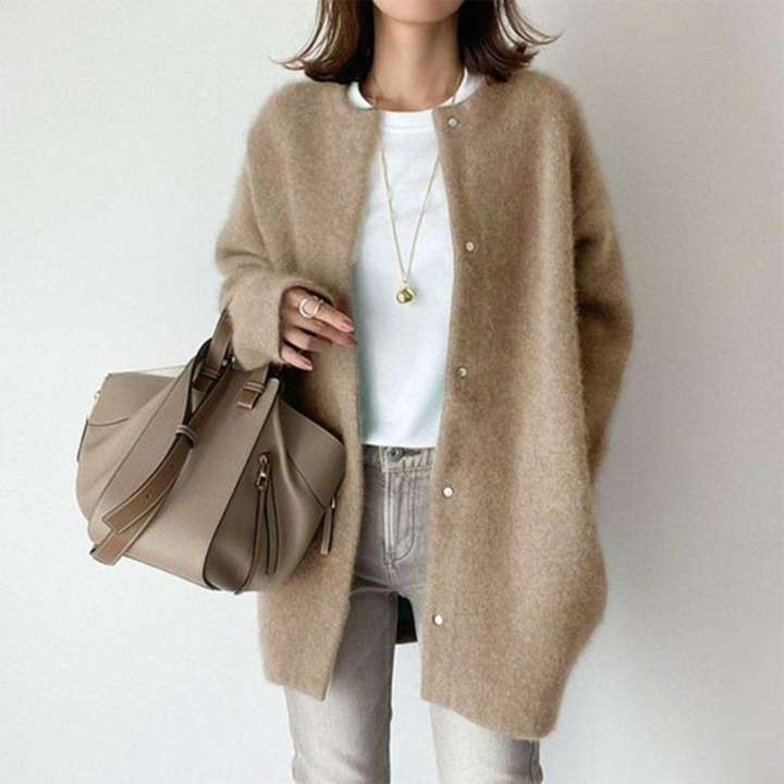 Thea | Oversized Button-Front Mohair-Feel Longline Cardigan