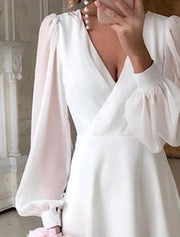 Lara | Women's Puff Sleeve Wrap Midi Dress