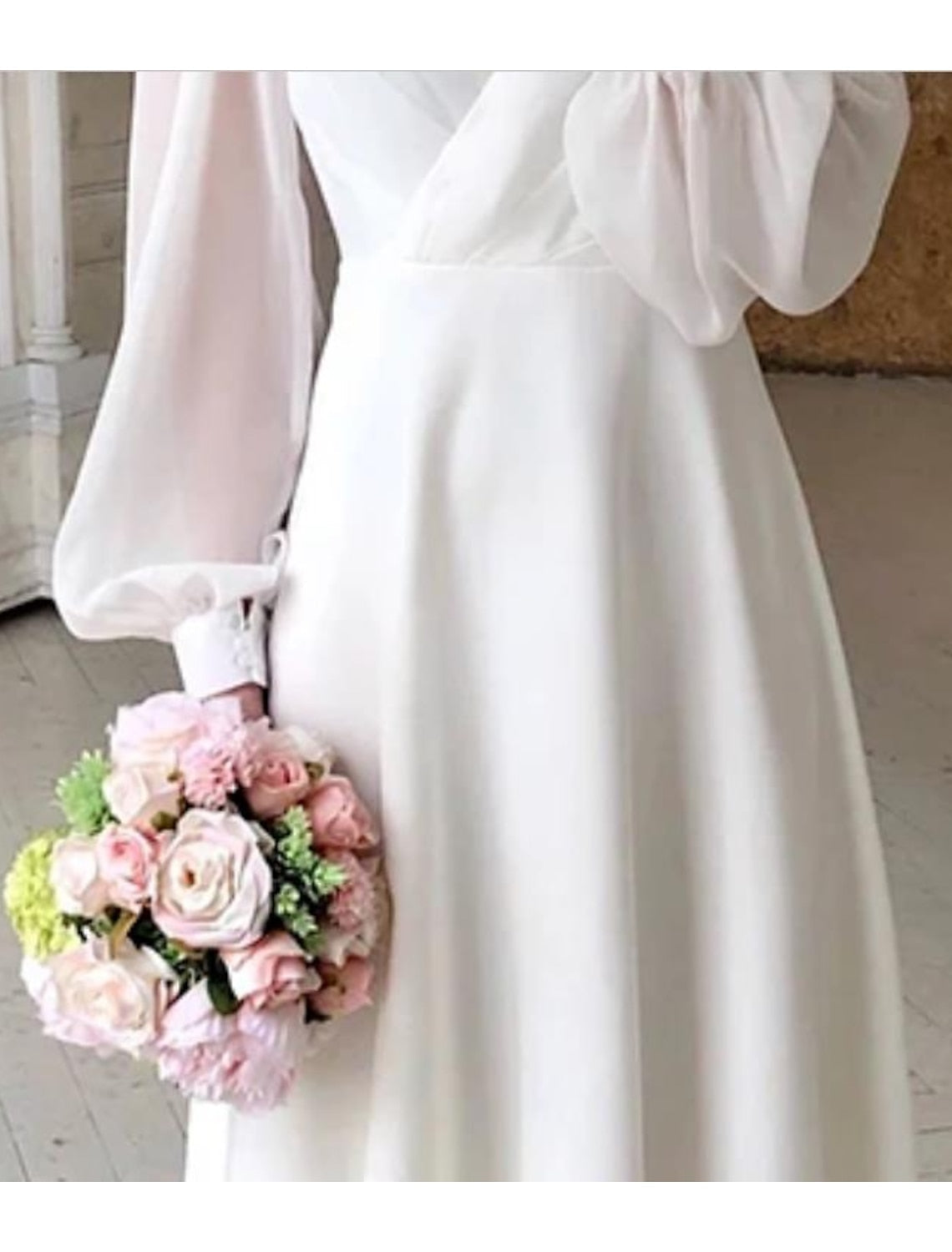 Lara | Women's Puff Sleeve Wrap Midi Dress
