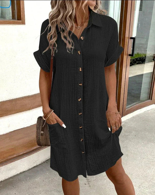Lena | Women's Pocket Shirt Summer Mini Dress