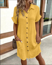 Lena | Women's Pocket Shirt Summer Mini Dress