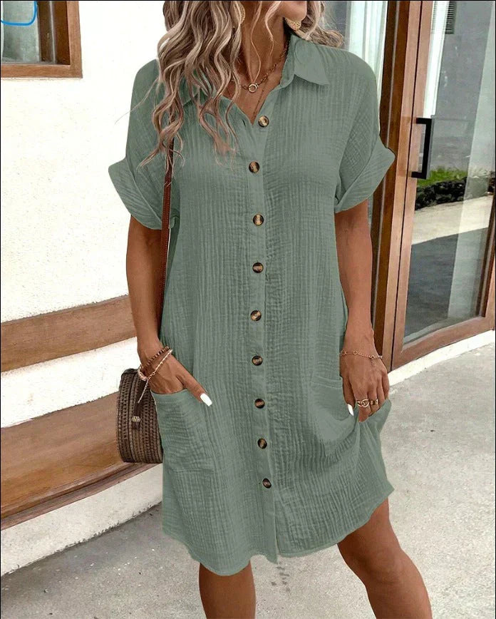 Lena | Women's Pocket Shirt Summer Mini Dress