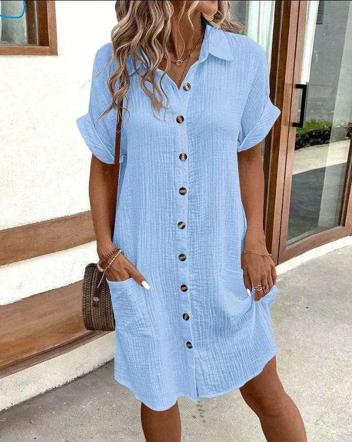 Lena | Women's Pocket Shirt Summer Mini Dress
