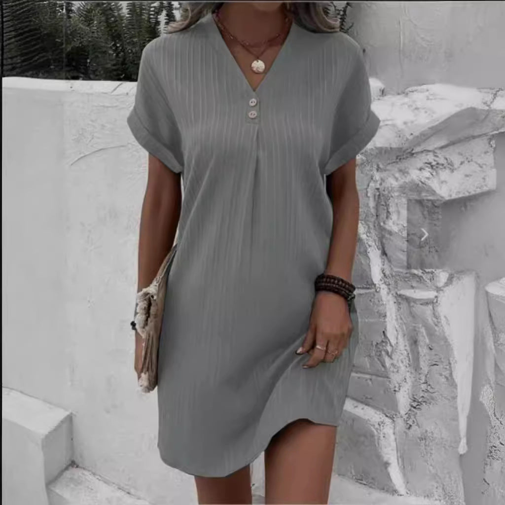 Paloma | Women's Plisse Ribbed Short Sleeve Mini Dress