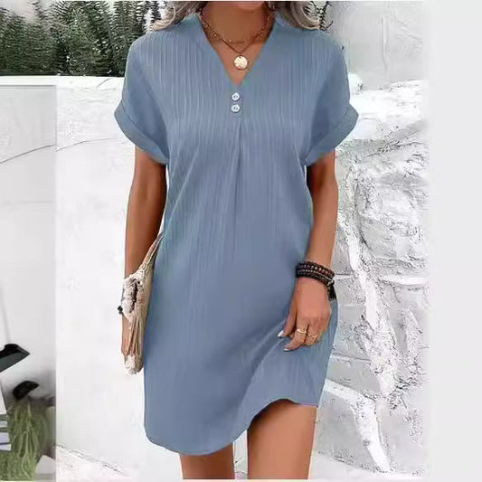 Paloma | Women's Plisse Ribbed Short Sleeve Mini Dress