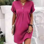 Paloma | Women's Plisse Ribbed Short Sleeve Mini Dress