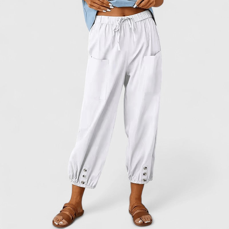 Cleo | Women's Linen Cropped Pants